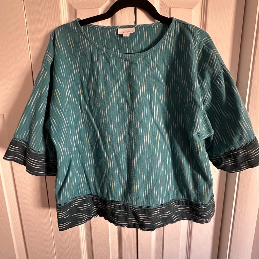 J. Jill Teal Blouse with Subtle Pattern